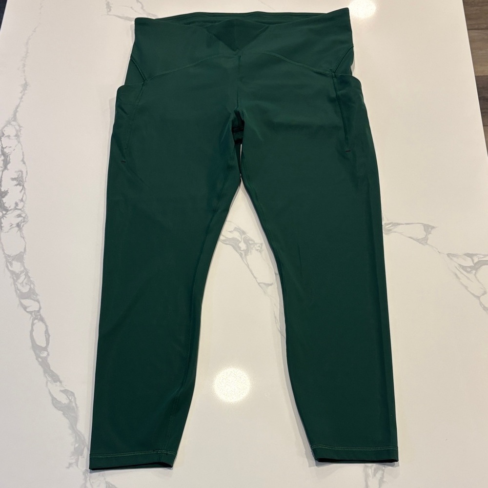 Lululemon Power Through High Rise Leggings 25” ~ 14 ~ Everglade Green
